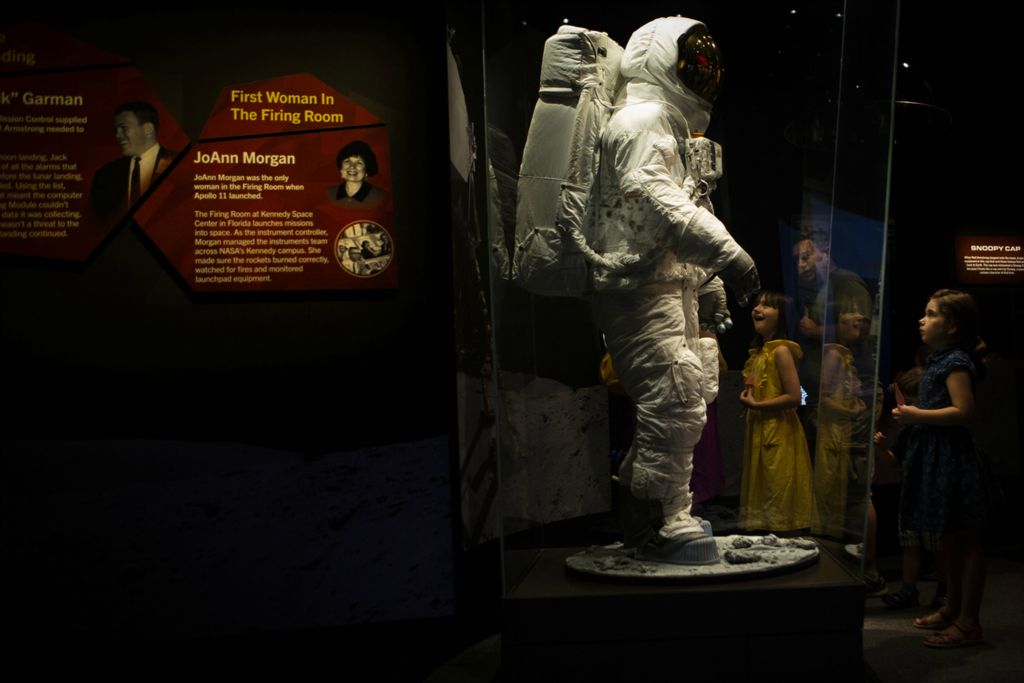 Second Place, Chuck Scott Student Photographer of the Year - Madeleine Hordinski / Ohio UniversityThe Neuharth family from Clifton looks at a space suit inside the Neil Armstrong Space Exploration Gallery during Space Day at the Cincinnati Museum Center on Saturday, July 20, 2019.